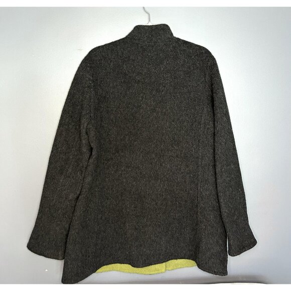 Beyond Threads Alpaca Coat Womens L Gray Green Reversible Wool Artsy Lagenlook - Picture 3 of 16